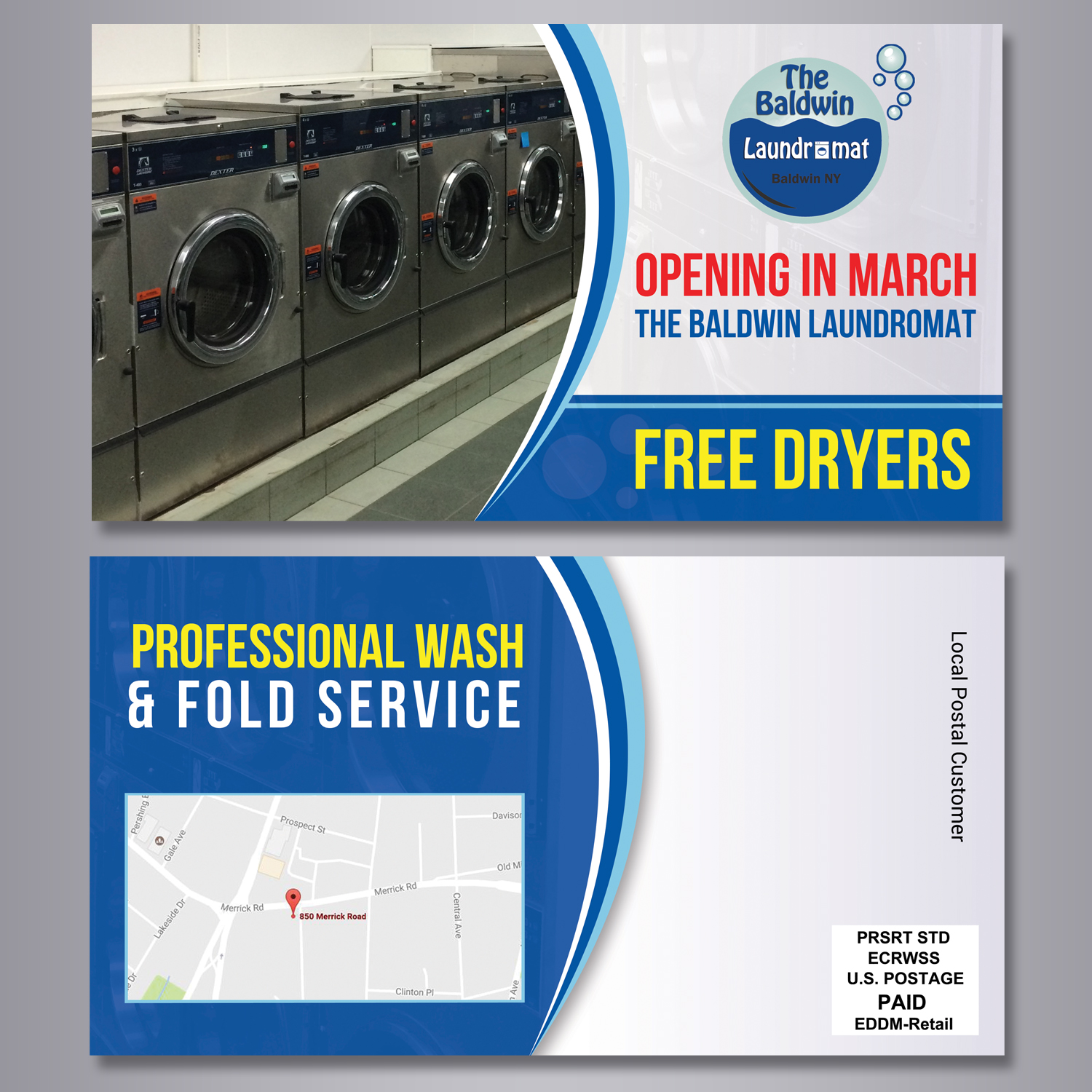 Postcard Design by creative.bugs for Tremont Laundry | Design #13504917