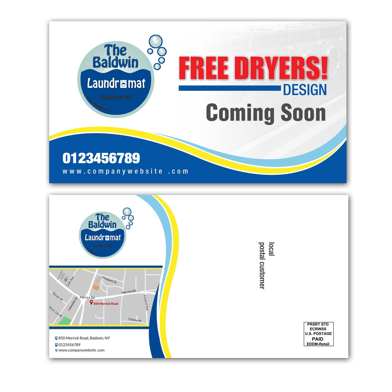 Postcard Design by creative.bugs for Tremont Laundry | Design #13520373