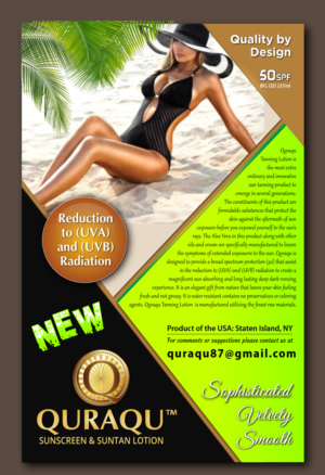 Design de Flyer par meet007 pour QURAQU SUNTAN LOTION AND SUNSCREEN  | Design : #13616699