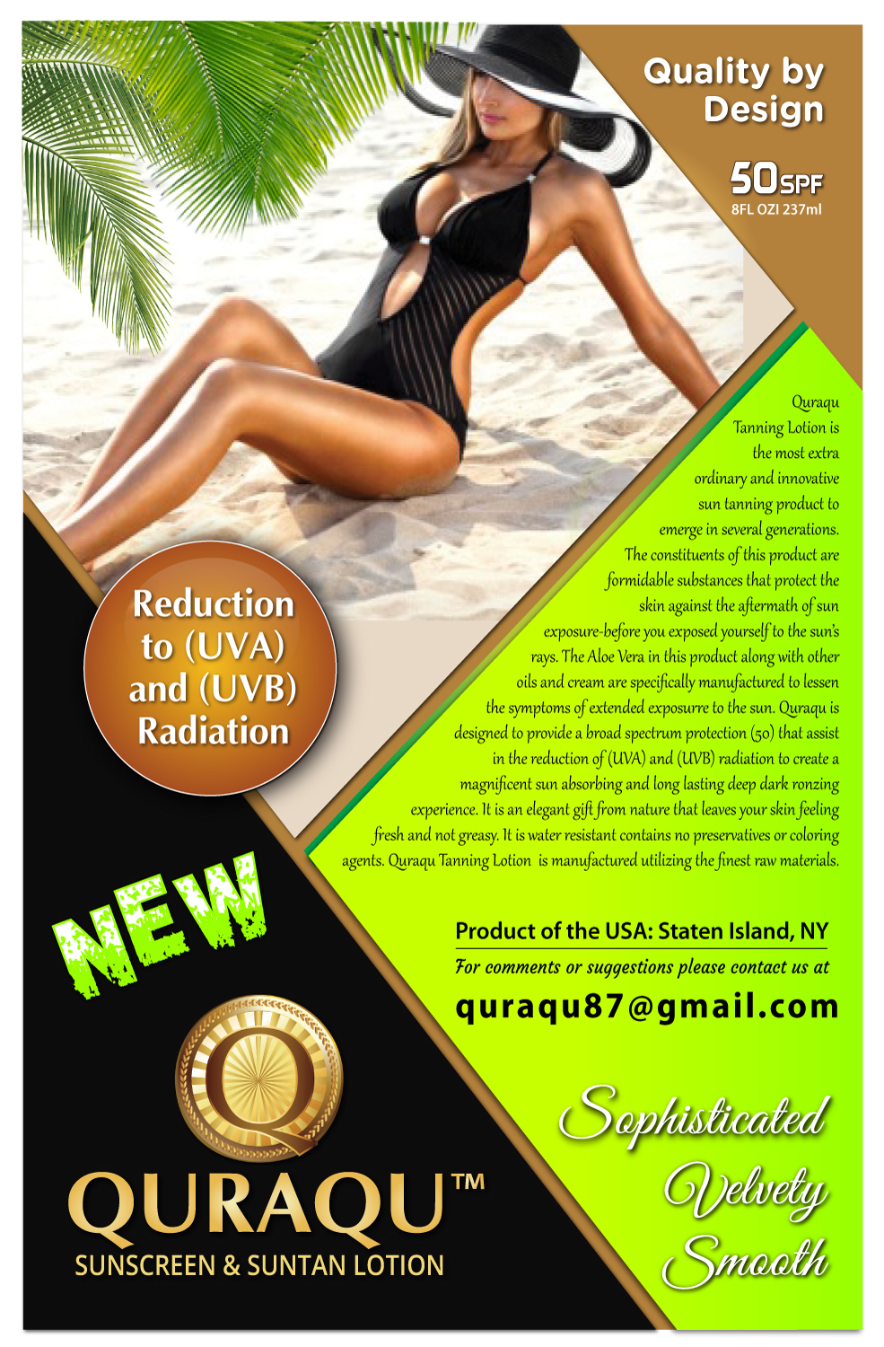 Flyer Design by meet007 for QURAQU SUNTAN LOTION AND SUNSCREEN  | Design #13672360