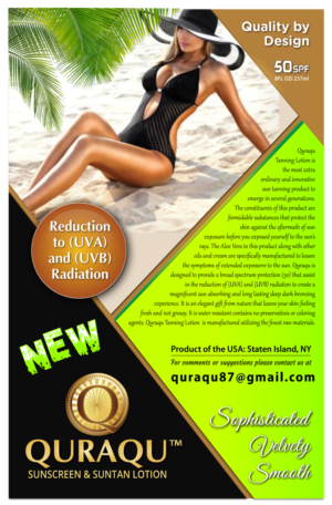 Design de Flyer par meet007 pour QURAQU SUNTAN LOTION AND SUNSCREEN  | Design : #13687763