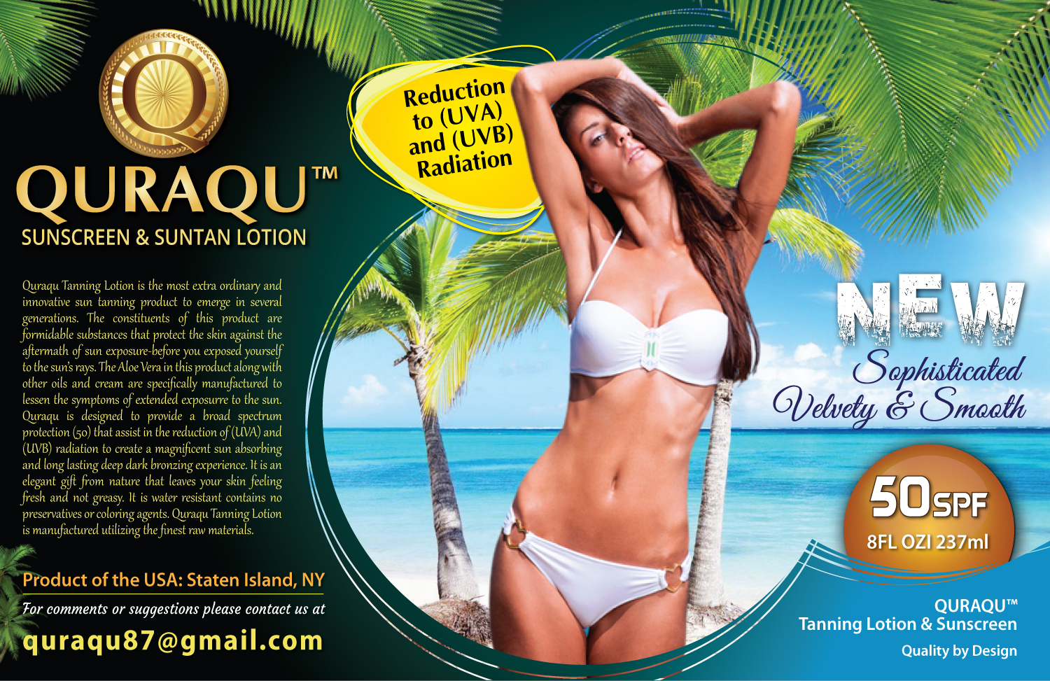 Design de Flyer par meet007 pour QURAQU SUNTAN LOTION AND SUNSCREEN  | Design #14044369