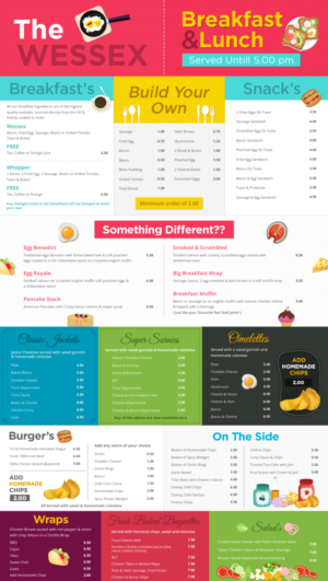 Menu Design by Neha Shinde for The Wessex Bar | Design: #13573576