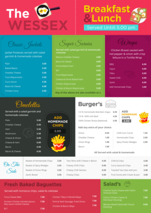 Menu Design by Neha Shinde for The Wessex Bar | Design #13585516