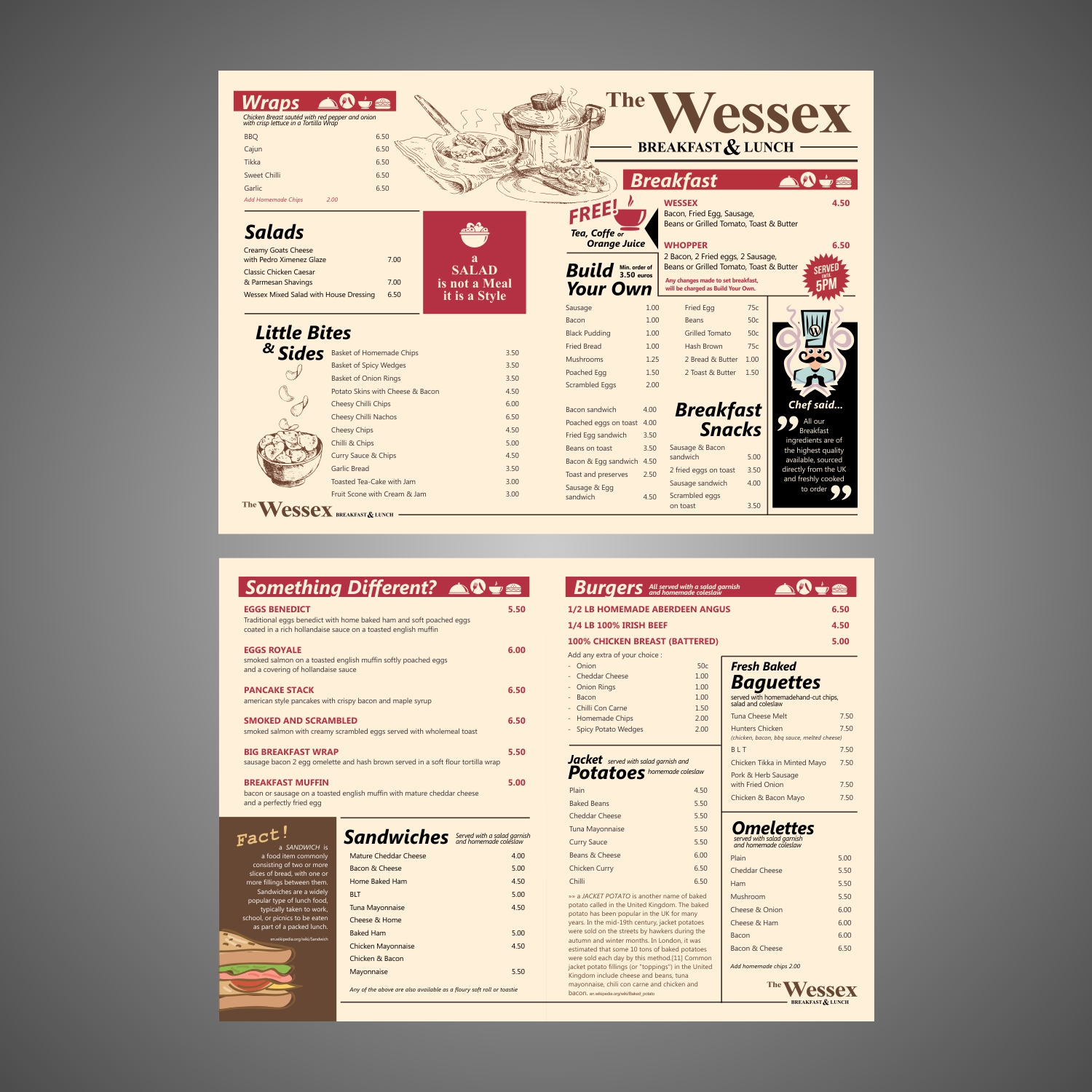 Menu Design by Riyan Aljaedi for The Wessex Bar | Design #13610172