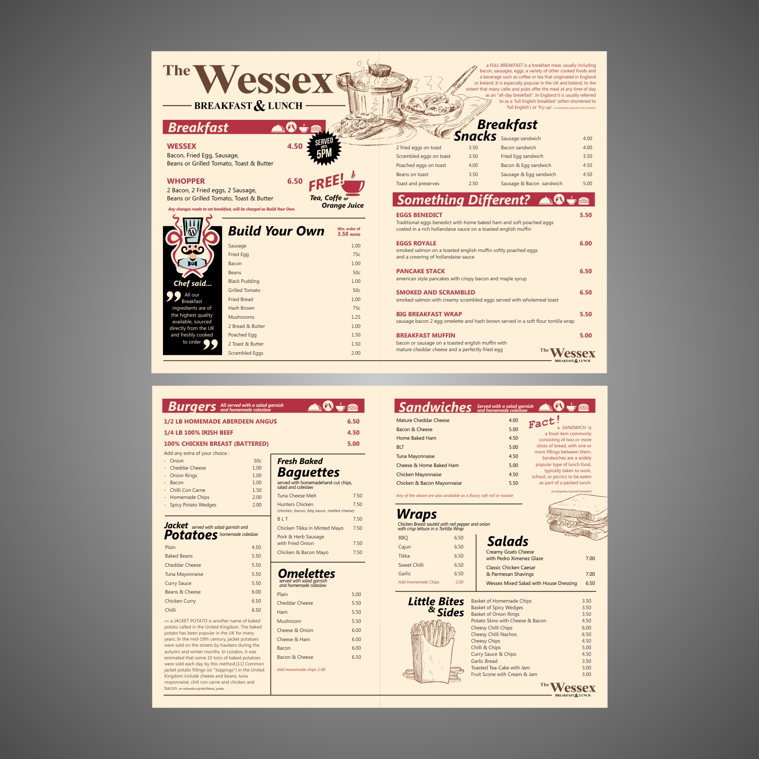 Menu Design by Riyan Aljaedi for The Wessex Bar | Design #13614244
