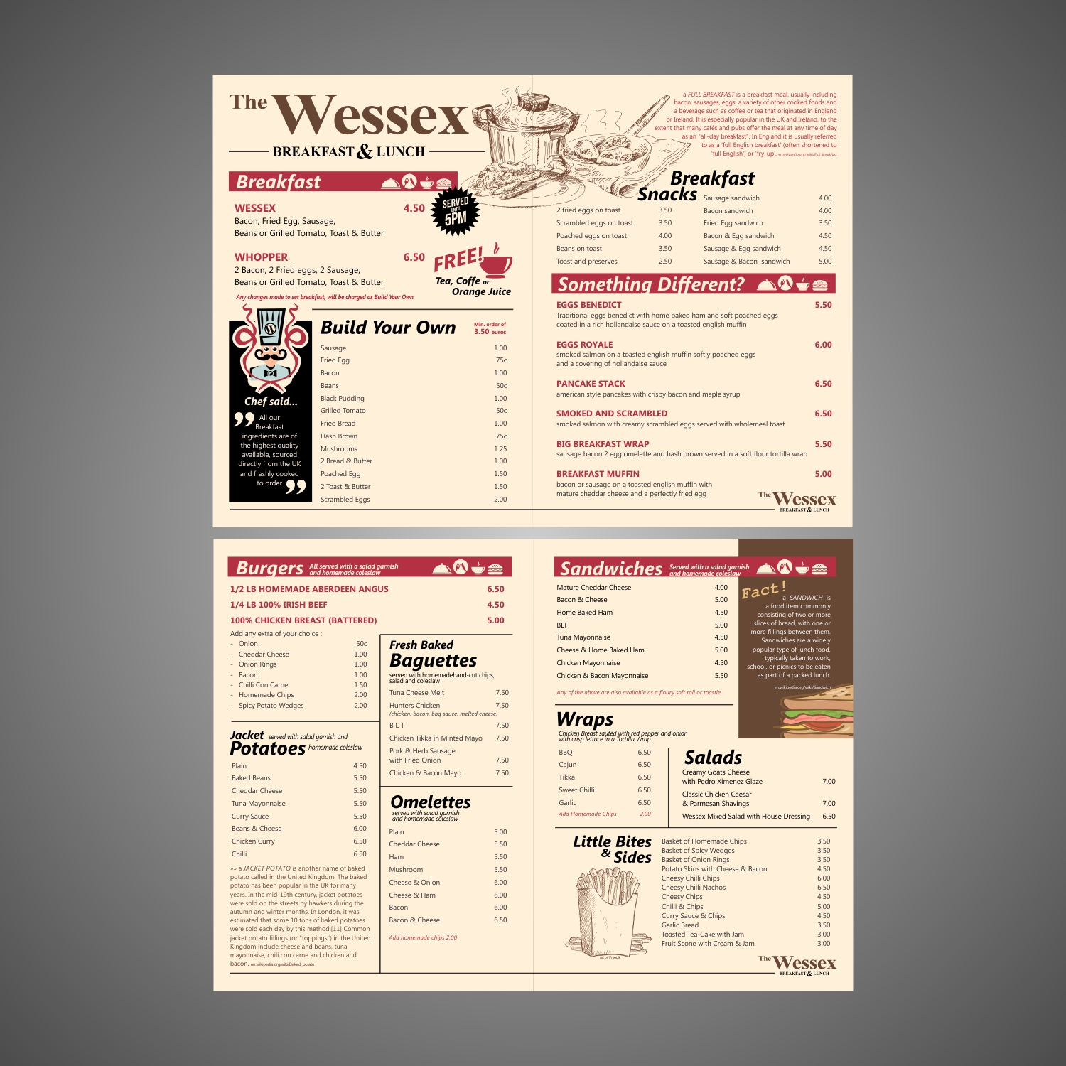Menu Design by Riyan Aljaedi for The Wessex Bar | Design #13614245