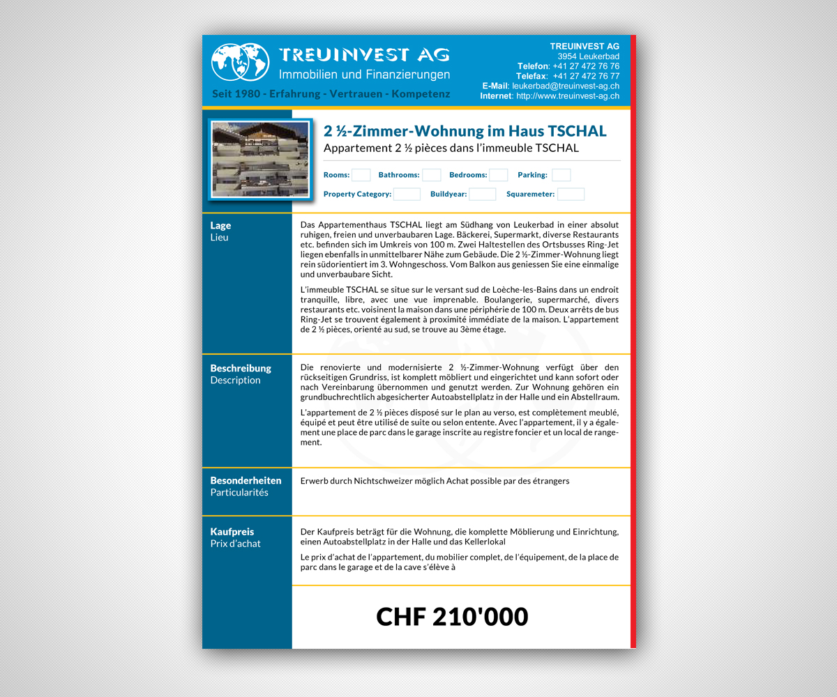Design de Brochure par neboica pour TREUINVEST AG | Design #13513582