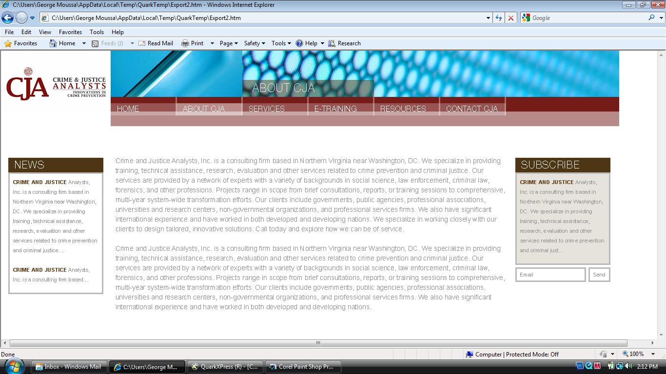 Web Design by George Moussa for Crime and Justice Analysts | Design #32888