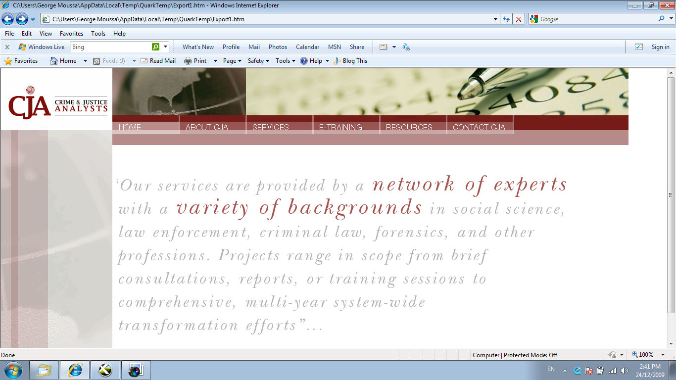 Web-Design von George Moussa für Crime and Justice Analysts | Design #33161