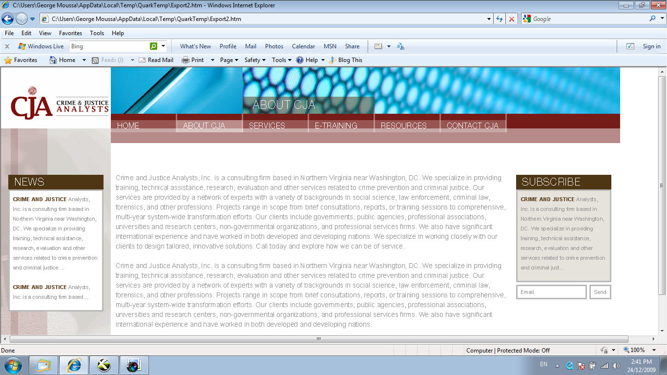Web Design by George Moussa for Crime and Justice Analysts | Design #33162