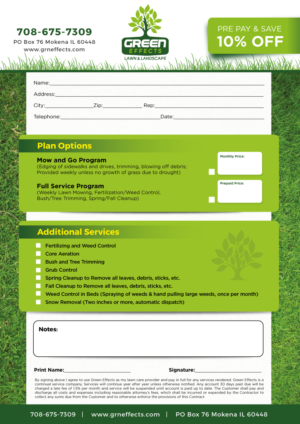 Landscaping Carbonless Copy Door to Door Sales Order Form | Print Design by uniquedesign10