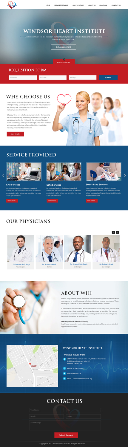 Web Design by Xclusive Designers for Windsor Heart Institute | Design #13719501