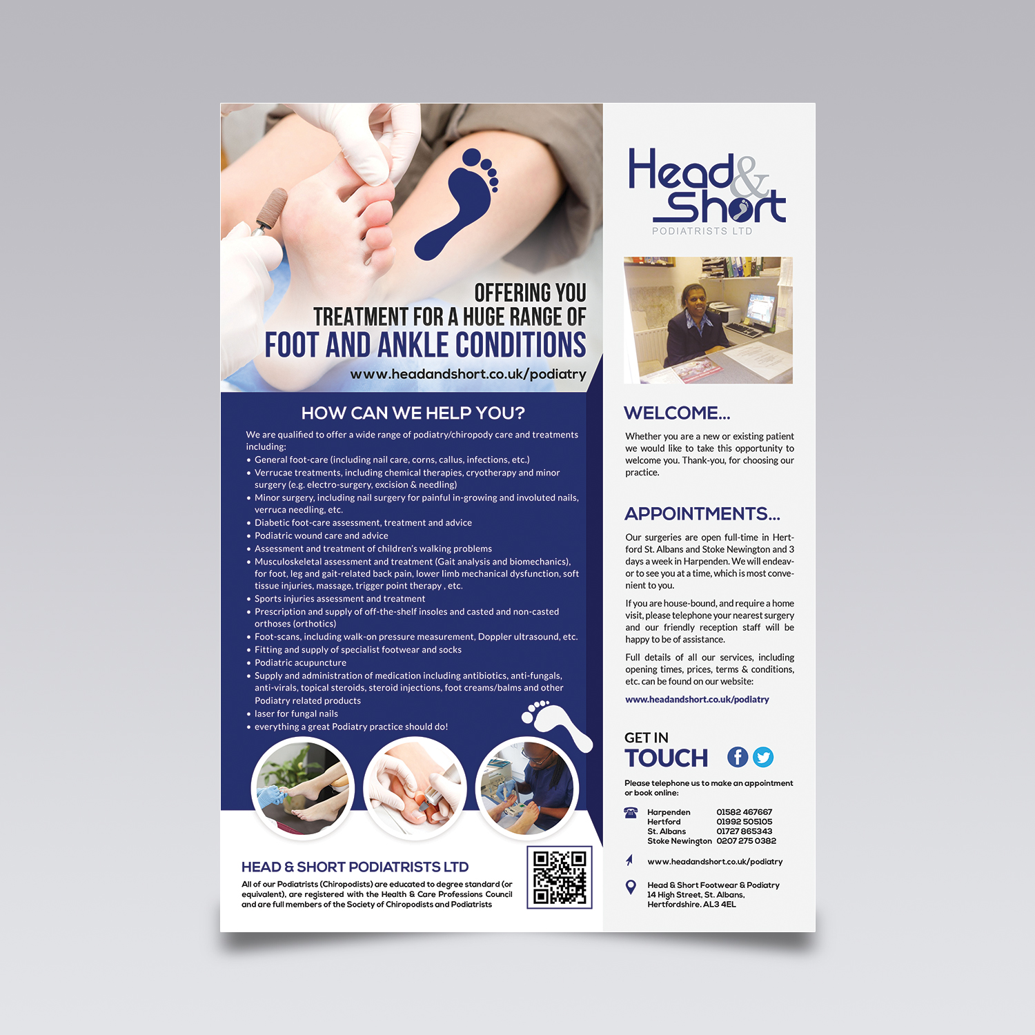 Flyer Design by VEGA-Designs for Head & Short Podiatrists Limited | Design #13595989