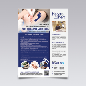 Diseño de Flyer por VEGA-Designs para Head & Short Podiatrists Limited | Diseño: #13595989
