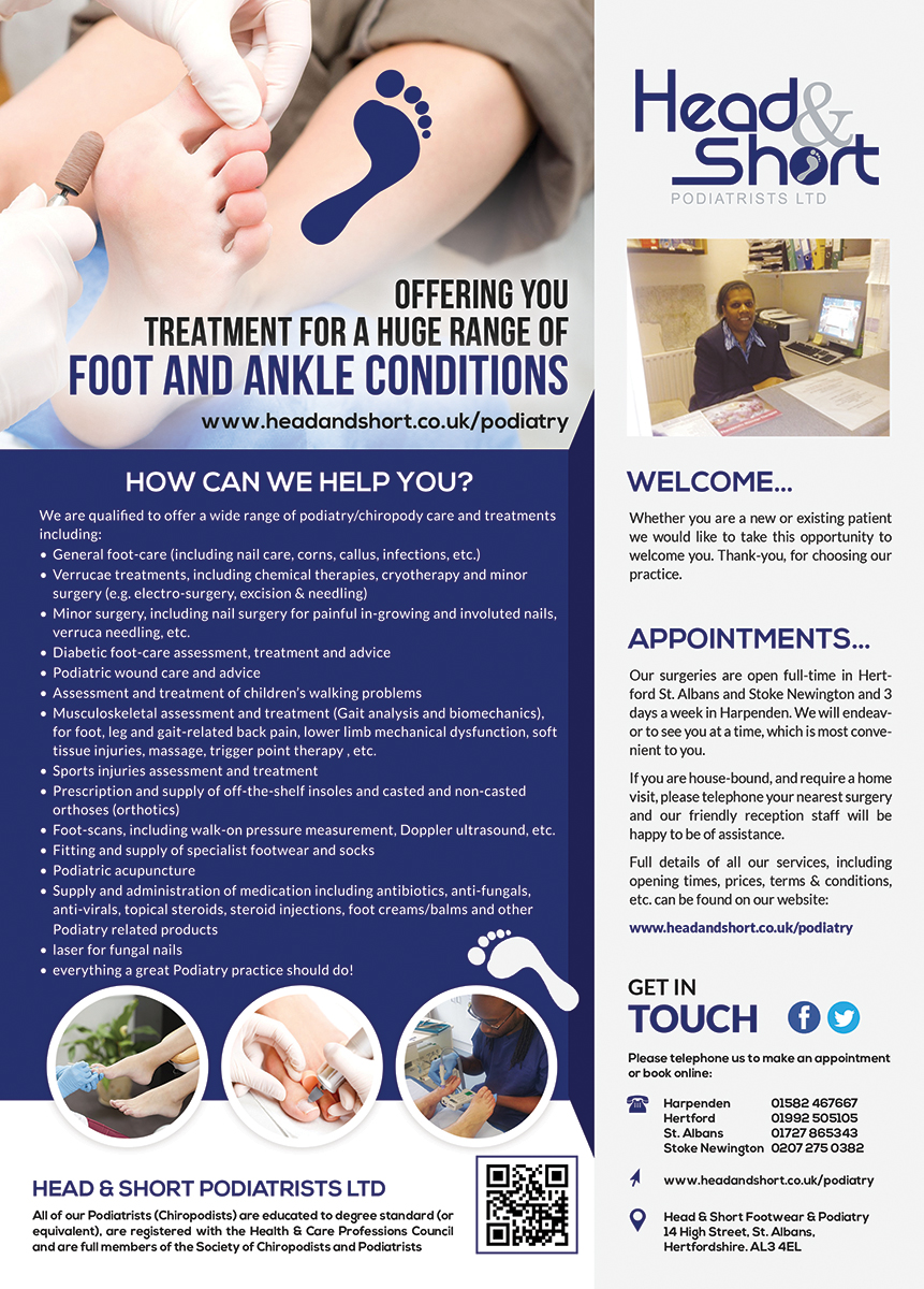 Diseño de Flyer por VEGA-Designs para Head & Short Podiatrists Limited | Diseño #13595990