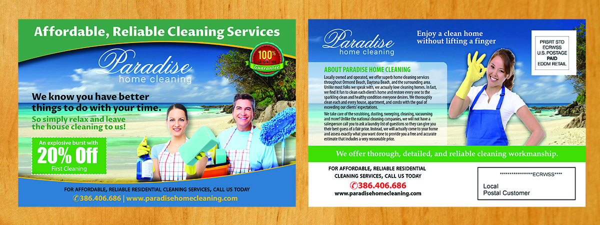 Postcard Design by Venus L. Penaflor for Paradise Home Cleaning | Design #13597294