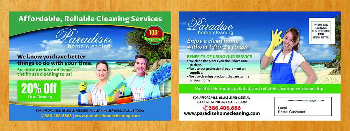 Postcard Design by Venus L. Penaflor for Paradise Home Cleaning | Design #13628345