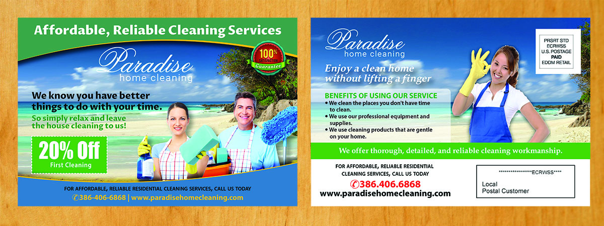 Postkarten-Design von Venus L. Penaflor für Paradise Home Cleaning | Design #13643238