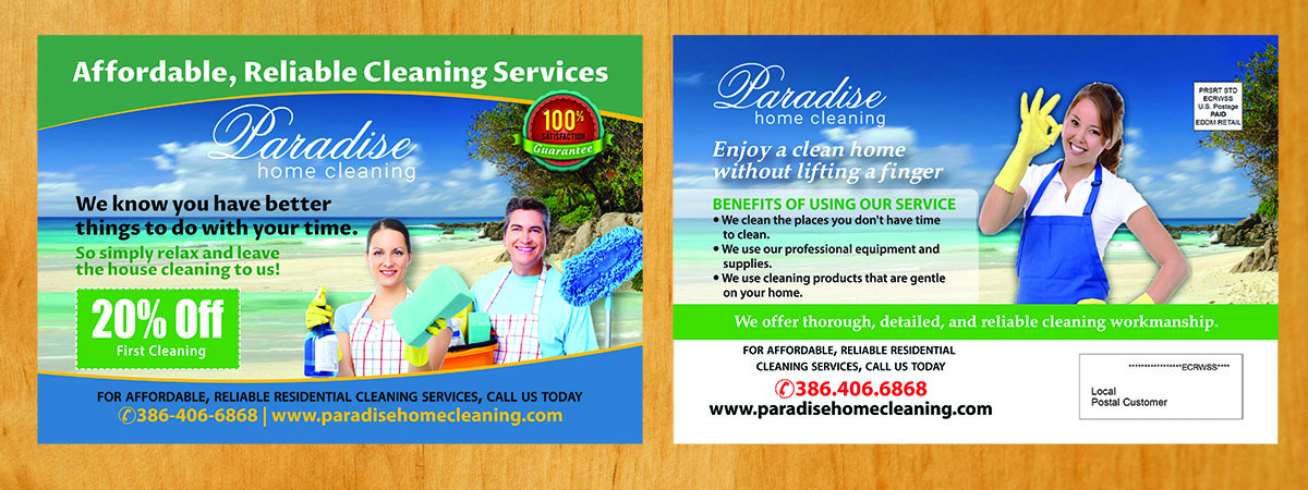 Diseño de Postal por Venus L. Penaflor para Paradise Home Cleaning | Diseño #13677625