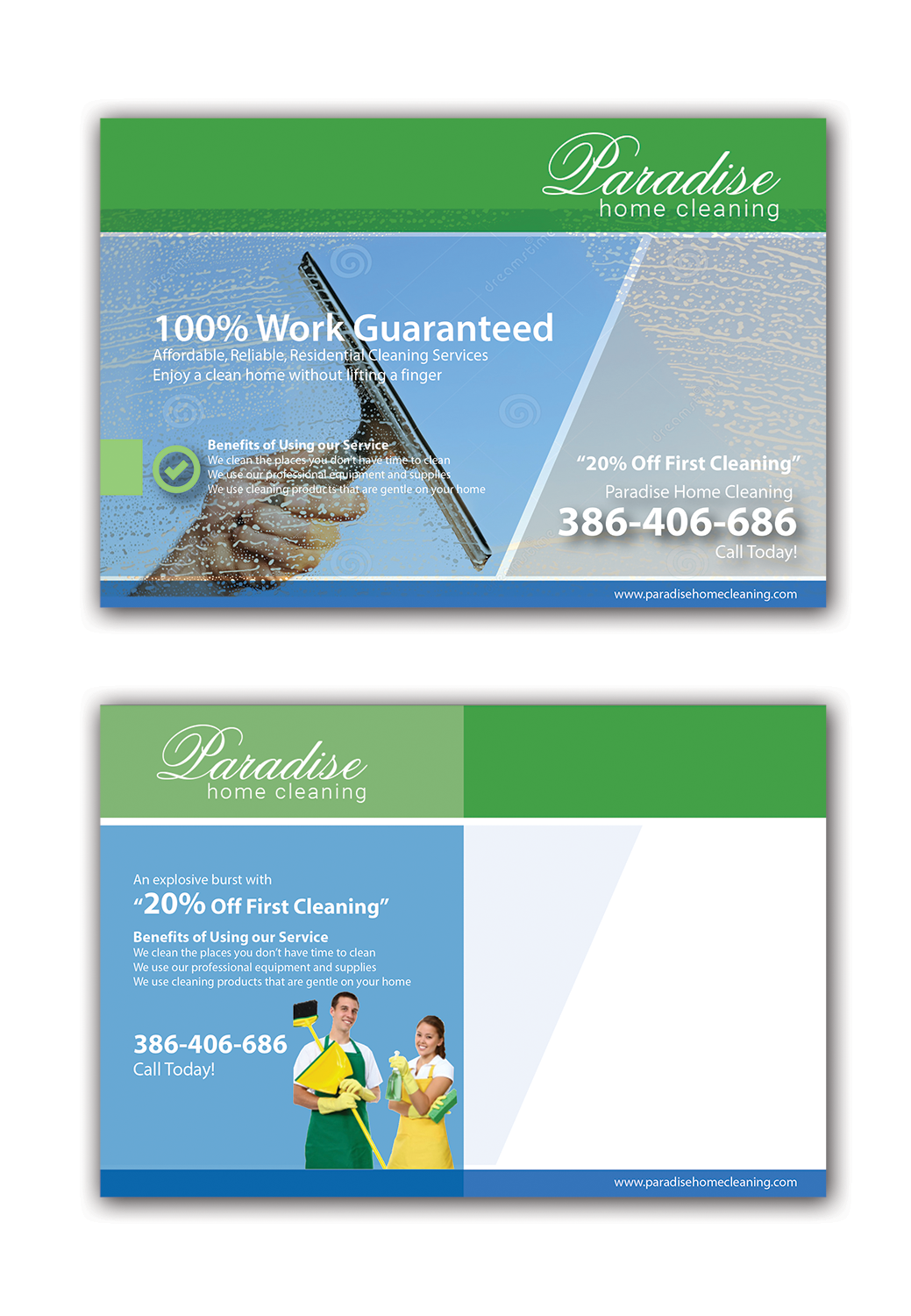 Postcard Design by nafizrahat for Paradise Home Cleaning | Design #13597732