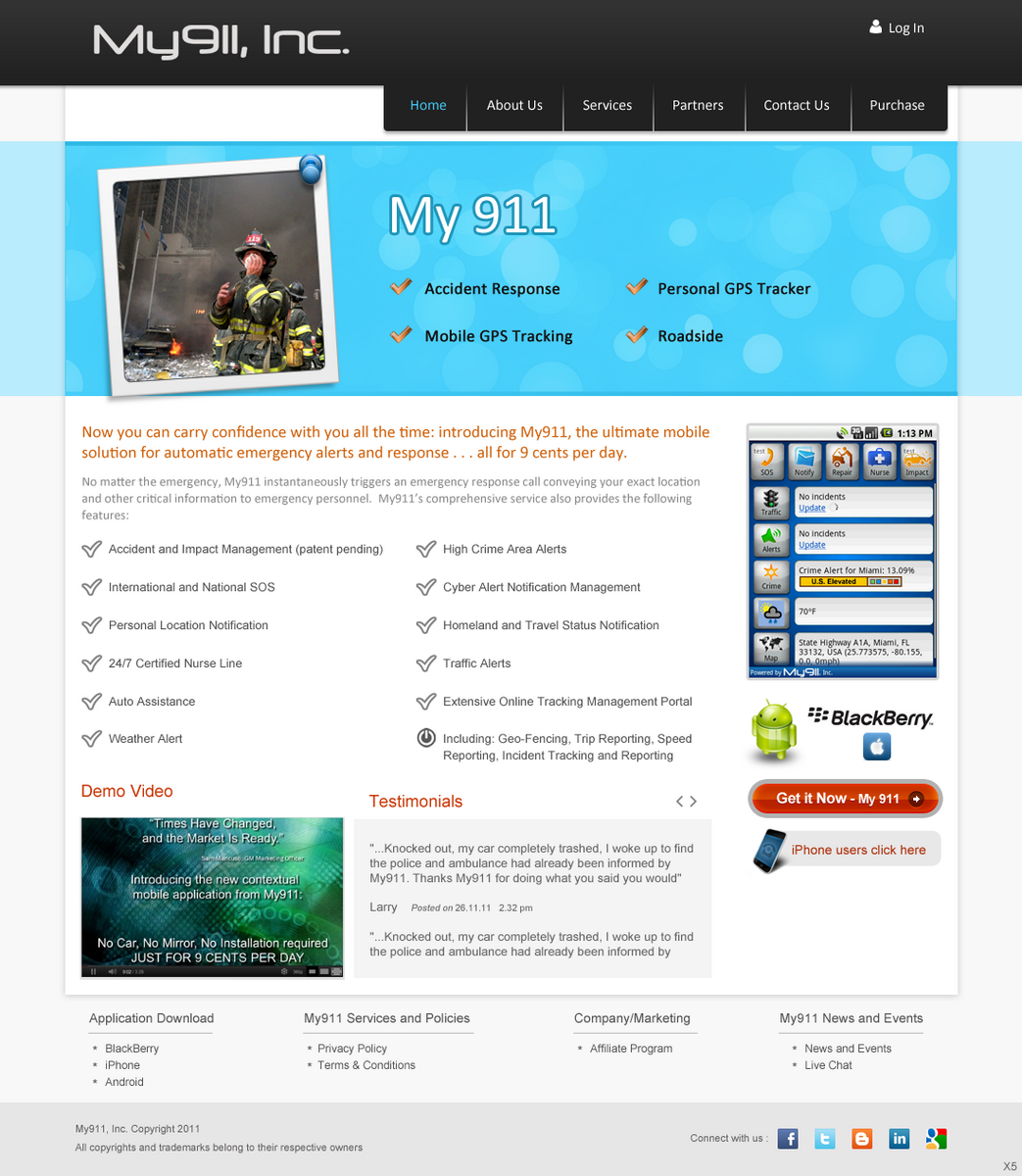 Web Design by pb for My911, Inc | Design #544425