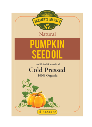 Pumpkin Seed Oil Dark Green Plastic Bottle Needs a Label Design