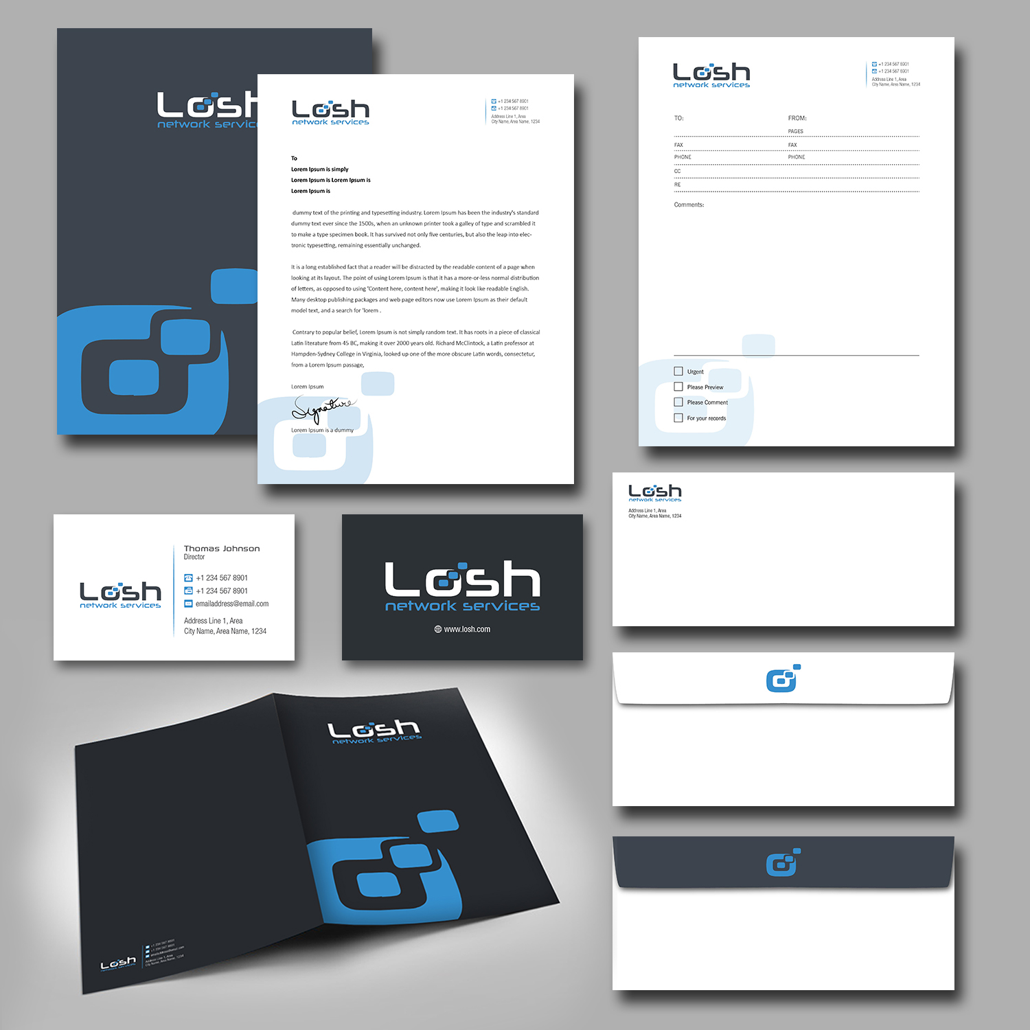 Stationery Design by kousik for Losh Network Services | Design #13677111