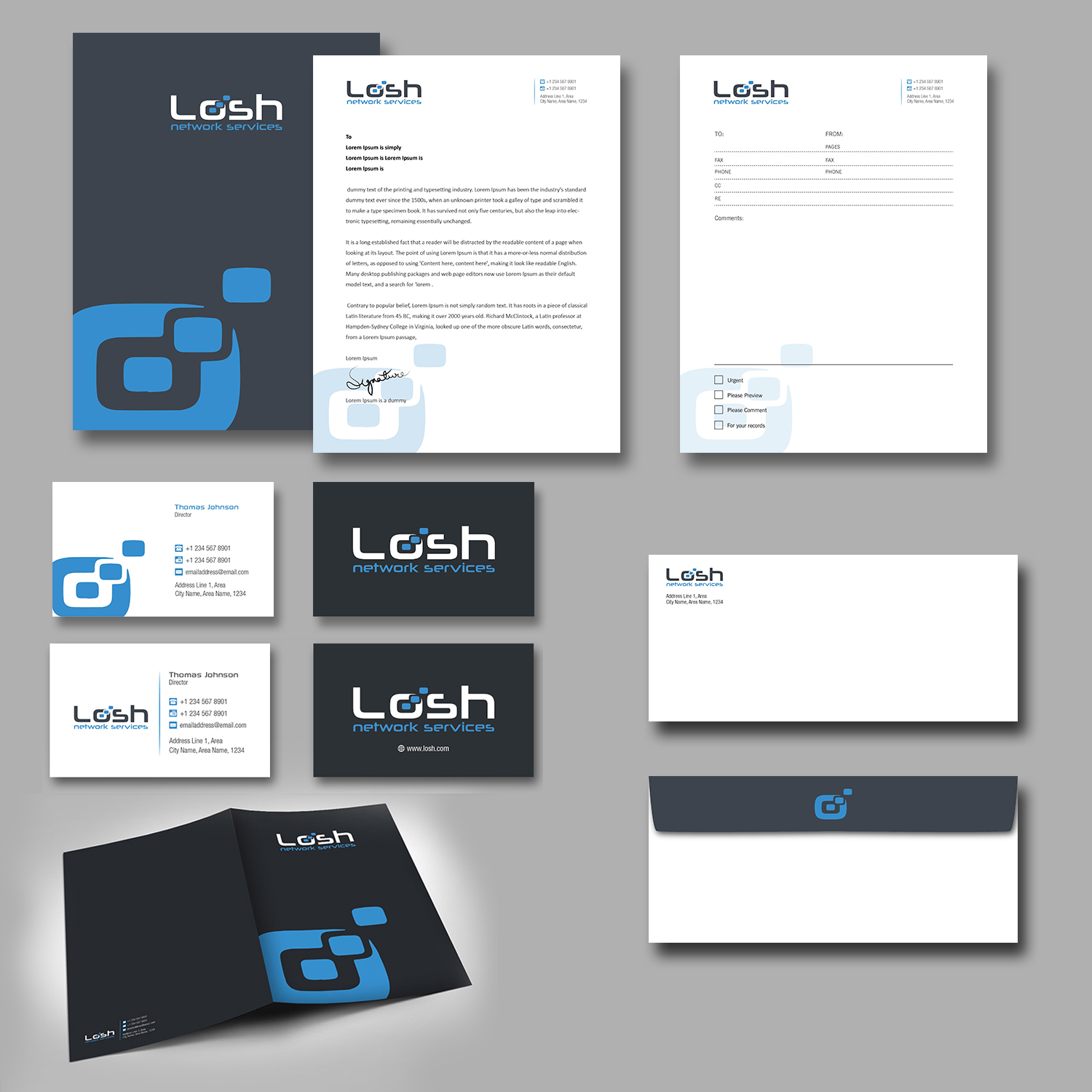 Stationery Design by kousik for Losh Network Services | Design #13678853