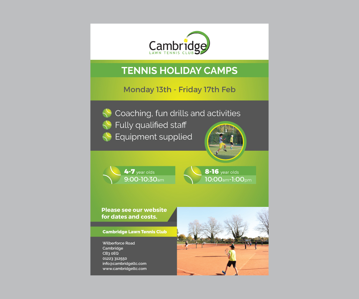Diseño de Flyer por M.Pirs para Cambridge Lawn Tennis Club  | Diseño #13616299