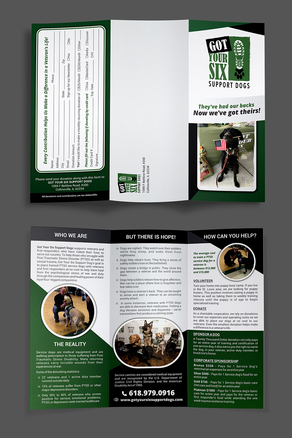 Diseño de Flyer por ImageNation para Got Your Six Support Dogs | Diseño #13594830