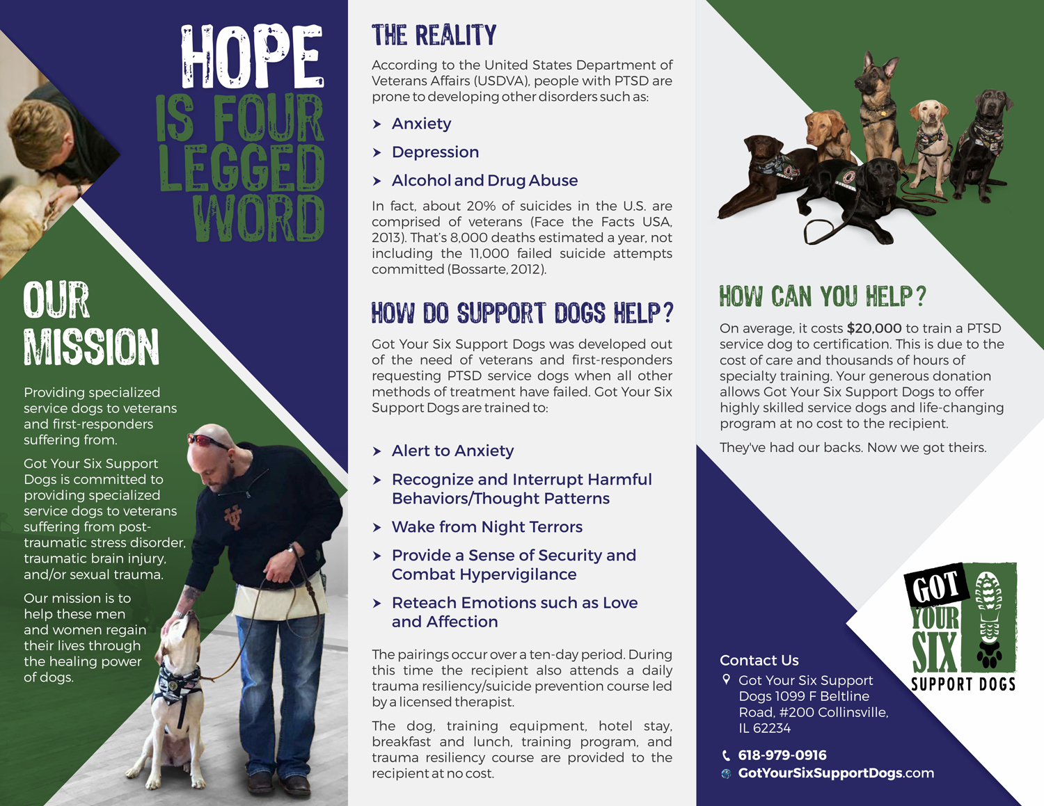 Flyer Design by Marketing Wings for Got Your Six Support Dogs | Design #13673458
