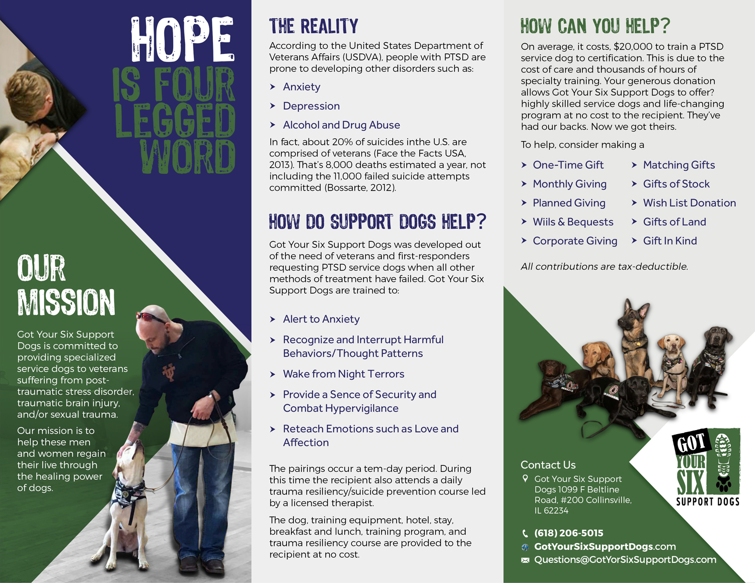 Flyer Design by Marketing Wings for Got Your Six Support Dogs | Design #13720499