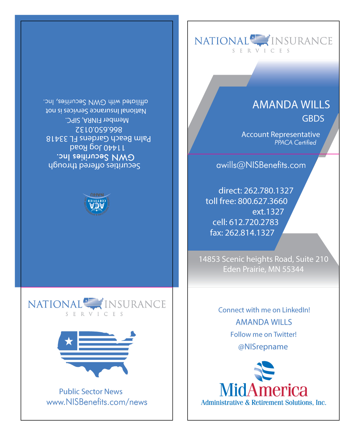 Business Card Design by Eming888 for National Insurance Services  | Design #13647837