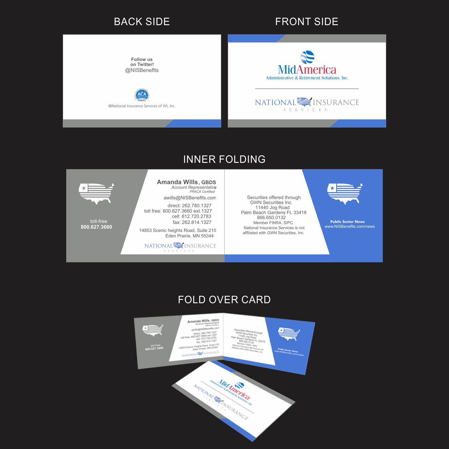 Business Card Design by geeta Designs for National Insurance Services  | Design #13849628