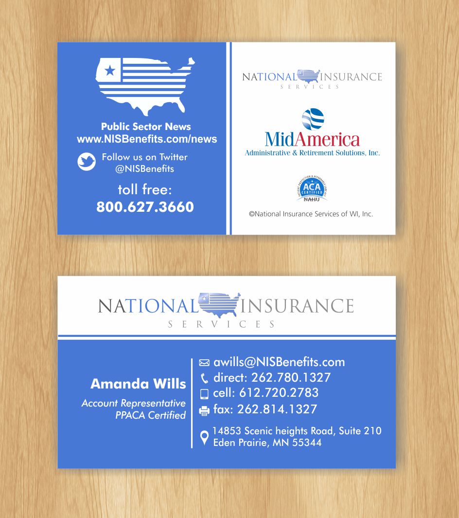 Business Card Design by IneseRo for National Insurance Services  | Design #13617144