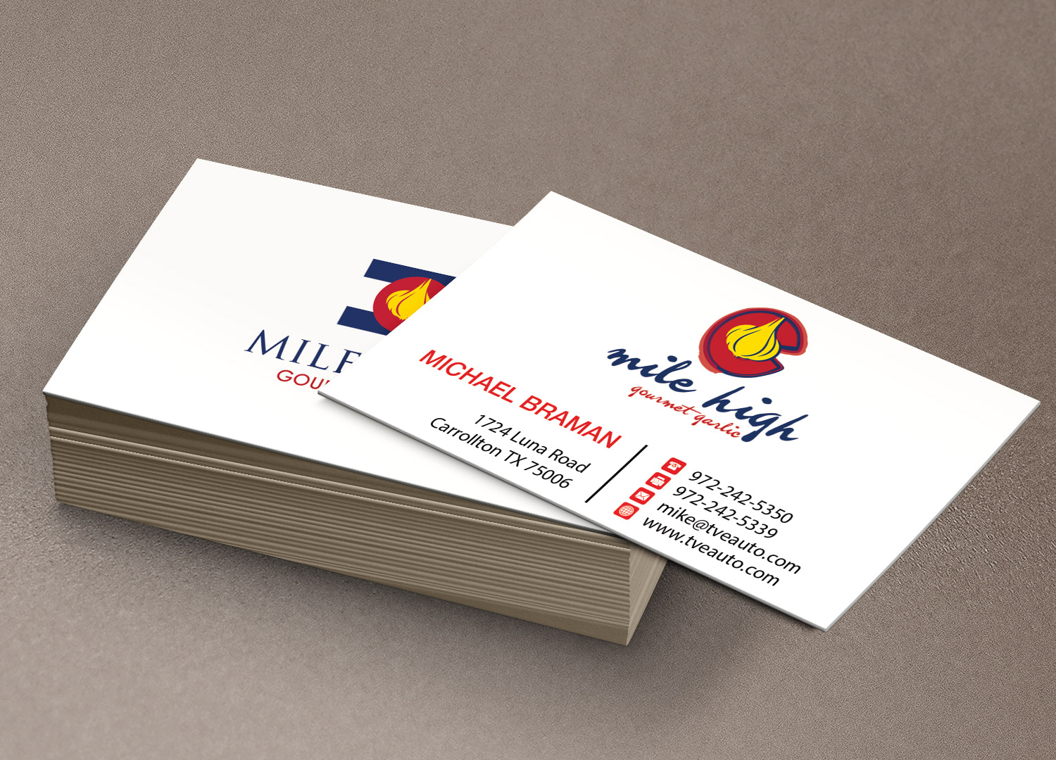 Business Card Design by Pixi Dust for Mile High Gourmet Garlic,LLC | Design #13648827