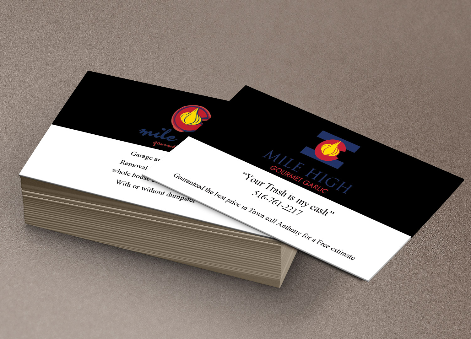 Business Card Design by Pixi Dust for Mile High Gourmet Garlic,LLC | Design #13648836