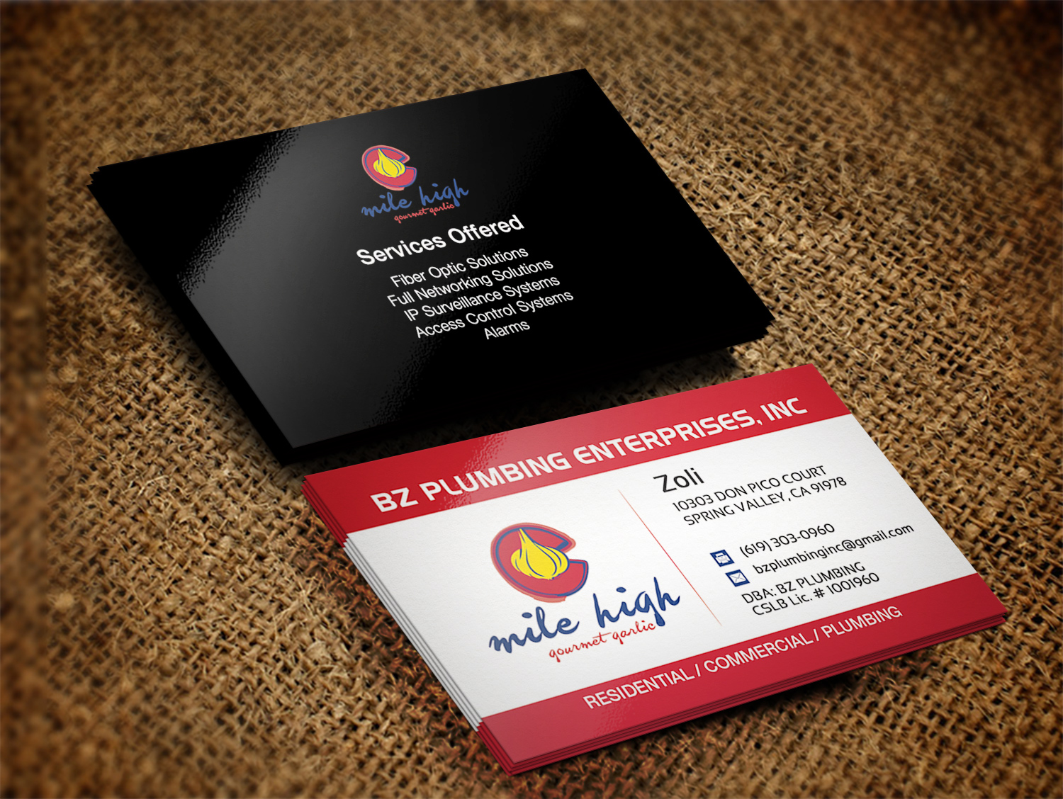 Business Card Design by Pixi Dust for Mile High Gourmet Garlic,LLC | Design #13648837
