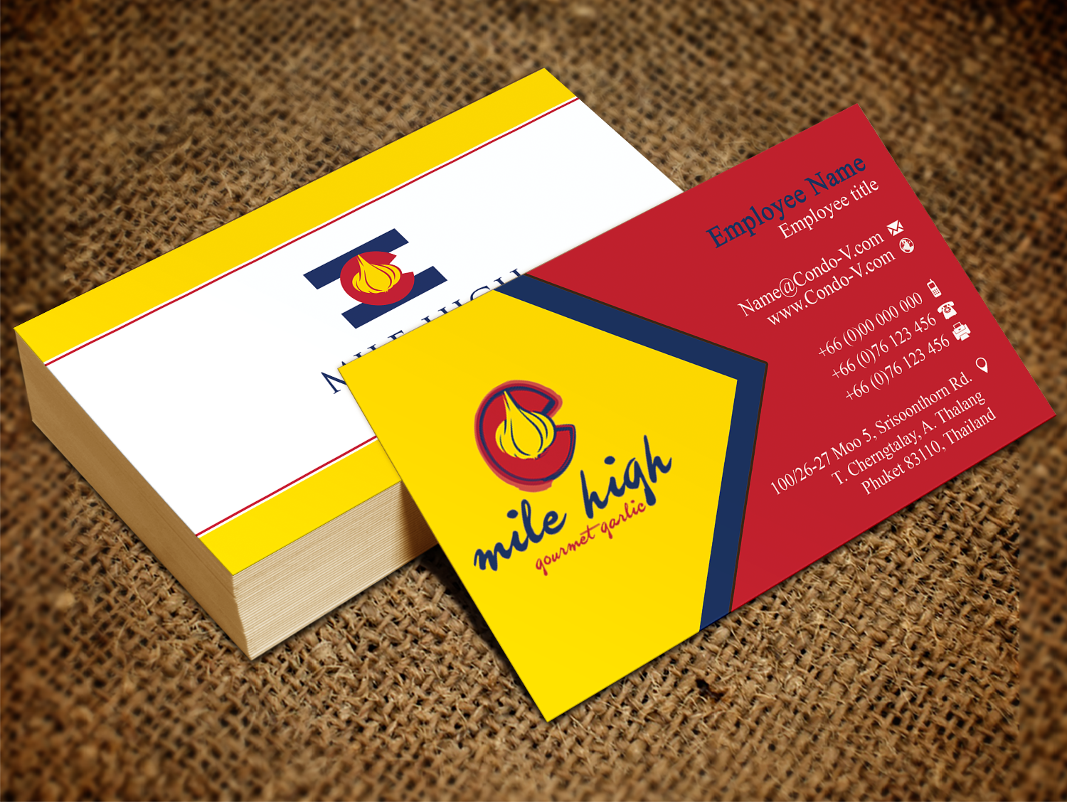 Business Card Design by Pixi Dust for Mile High Gourmet Garlic,LLC | Design #13648838