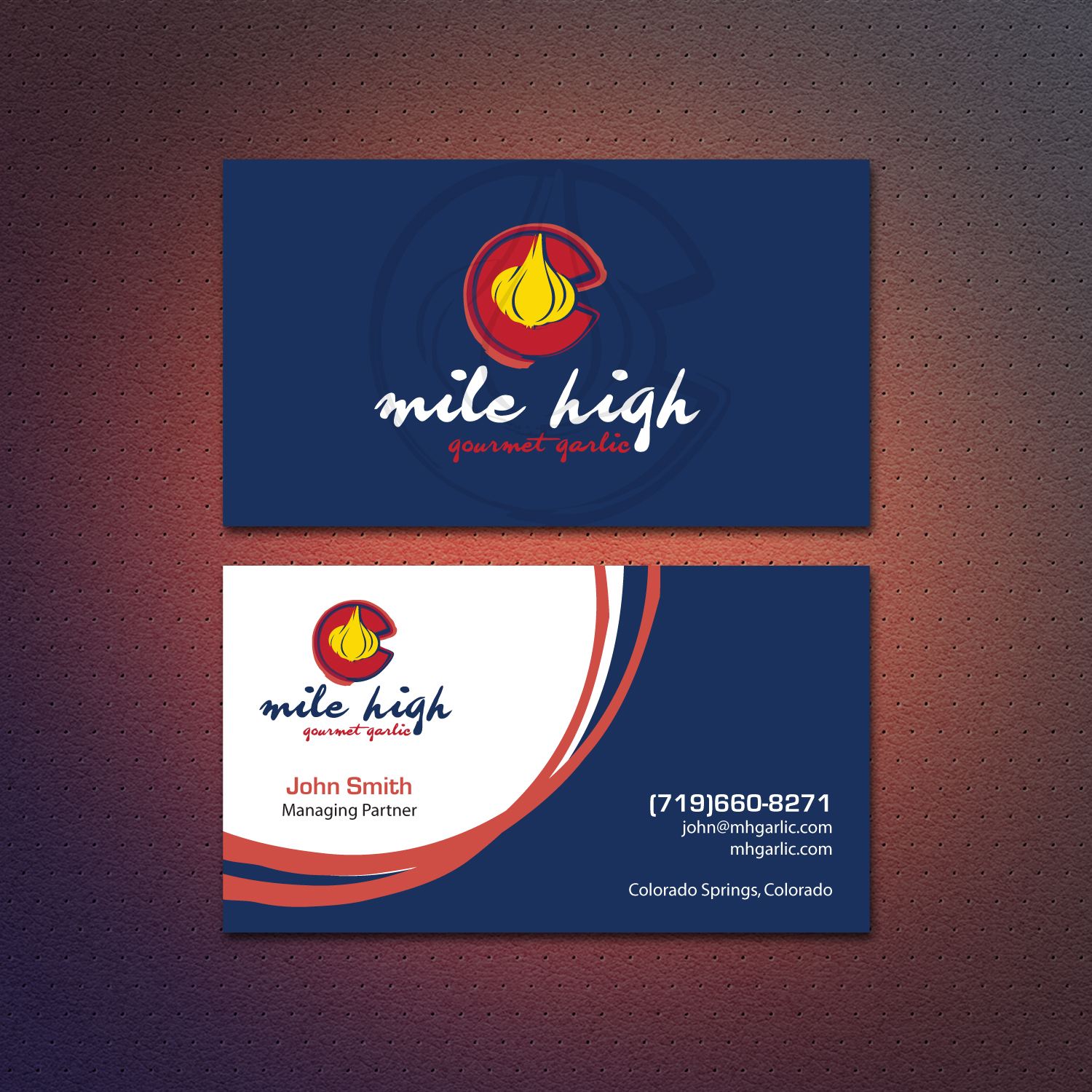 Business Card Design by Dezero for Mile High Gourmet Garlic,LLC | Design: #13644227