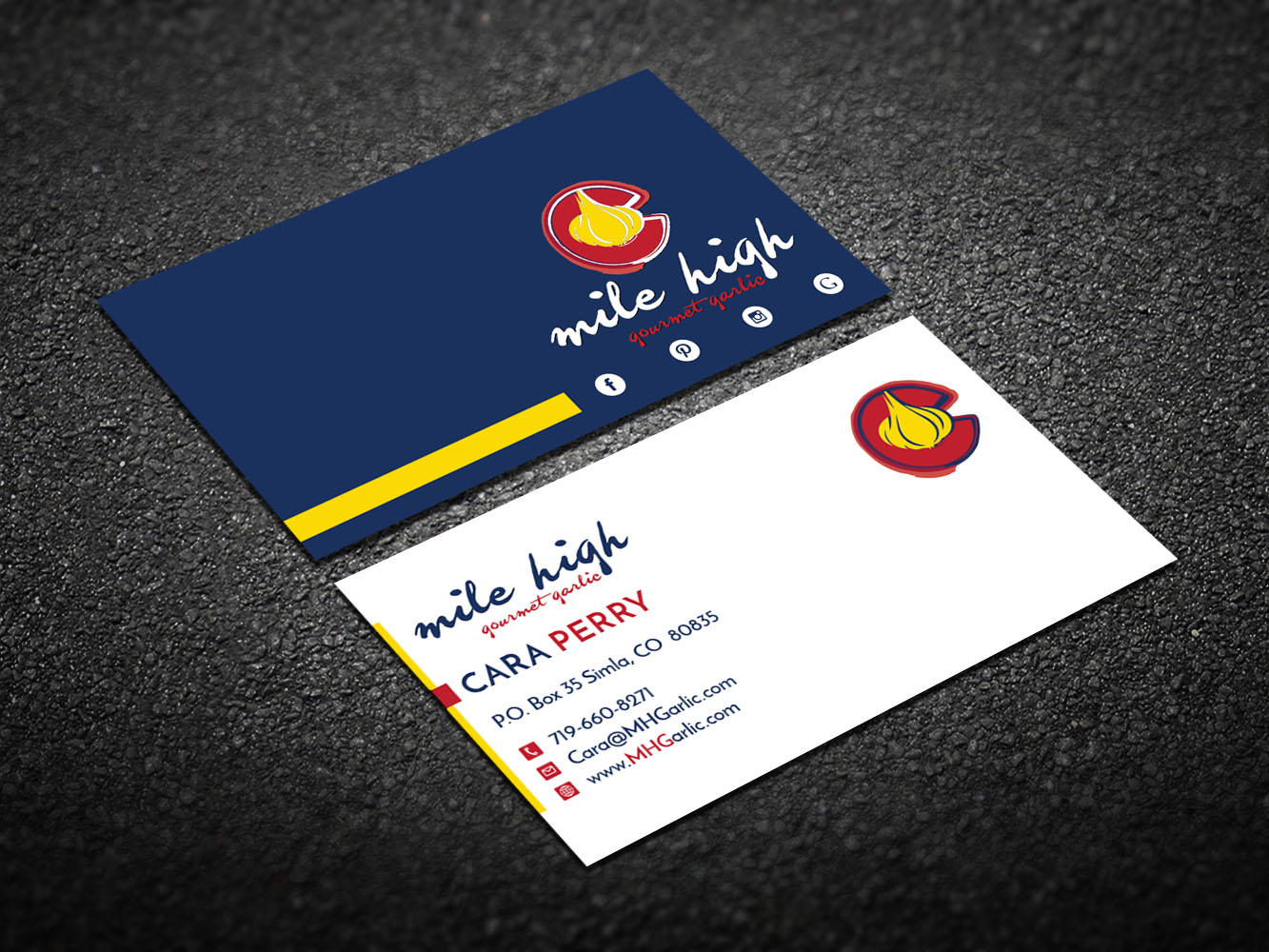 Business Card Design by Verified artistry for Mile High Gourmet Garlic,LLC | Design #13694747
