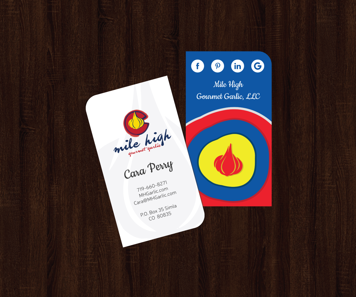 Business Card Design by JK18 for Mile High Gourmet Garlic,LLC | Design #13728694