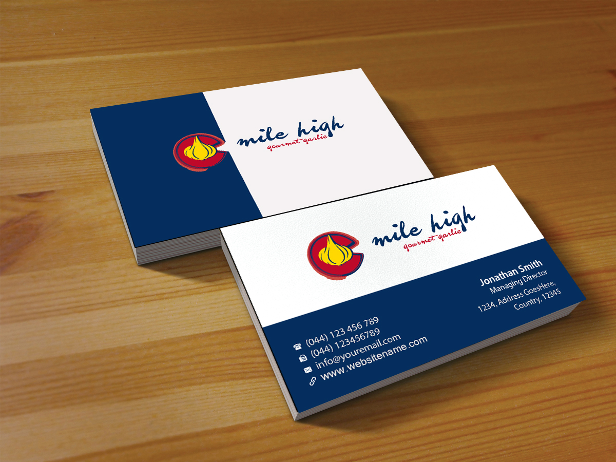 Business Card Design by Creations Box 2015 for Mile High Gourmet Garlic,LLC | Design #13653348