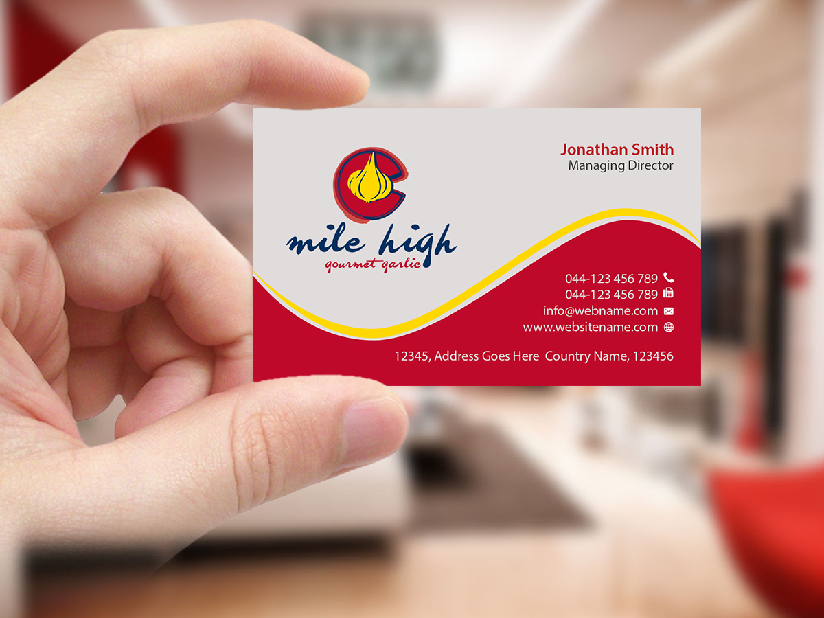 Business Card Design by Creations Box 2015 for Mile High Gourmet Garlic,LLC | Design #13653366