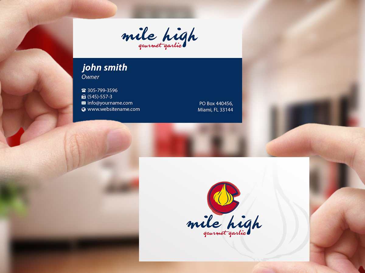 Business Card Design by Creations Box 2015 for Mile High Gourmet Garlic,LLC | Design #13654728