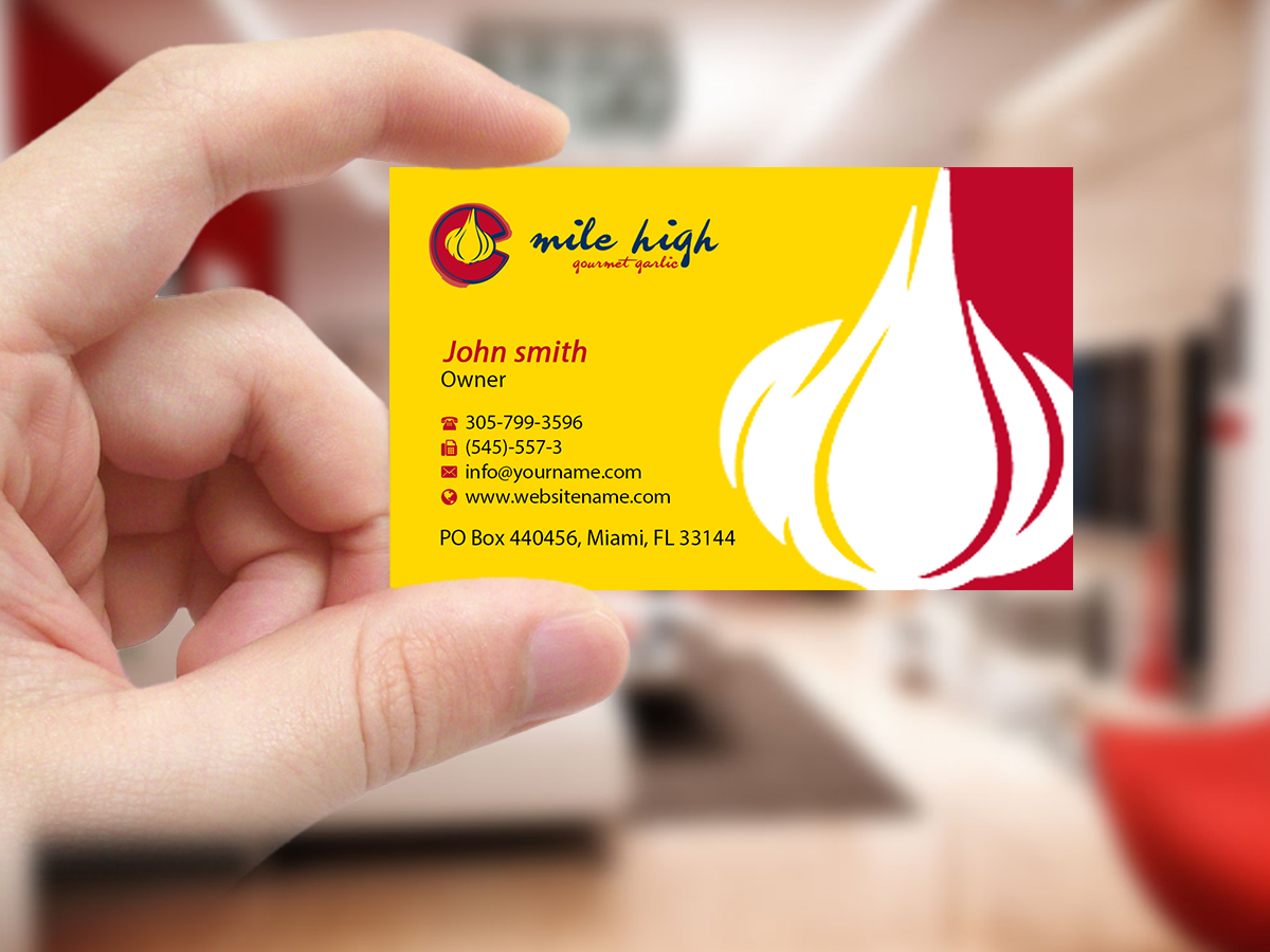 Business Card Design by Creations Box 2015 for Mile High Gourmet Garlic,LLC | Design #13654735