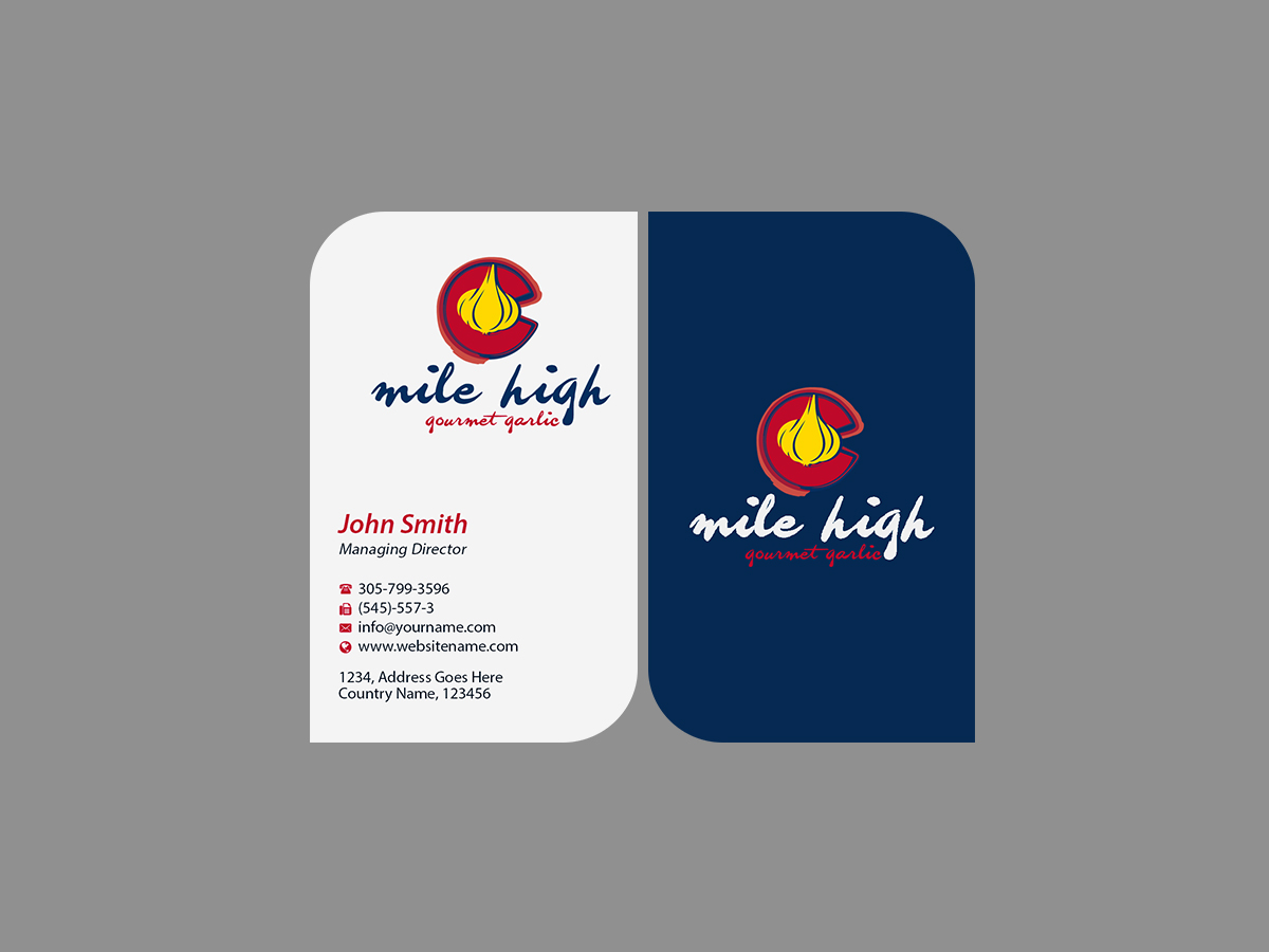 Business Card Design by Creations Box 2015 for Mile High Gourmet Garlic,LLC | Design #13654737