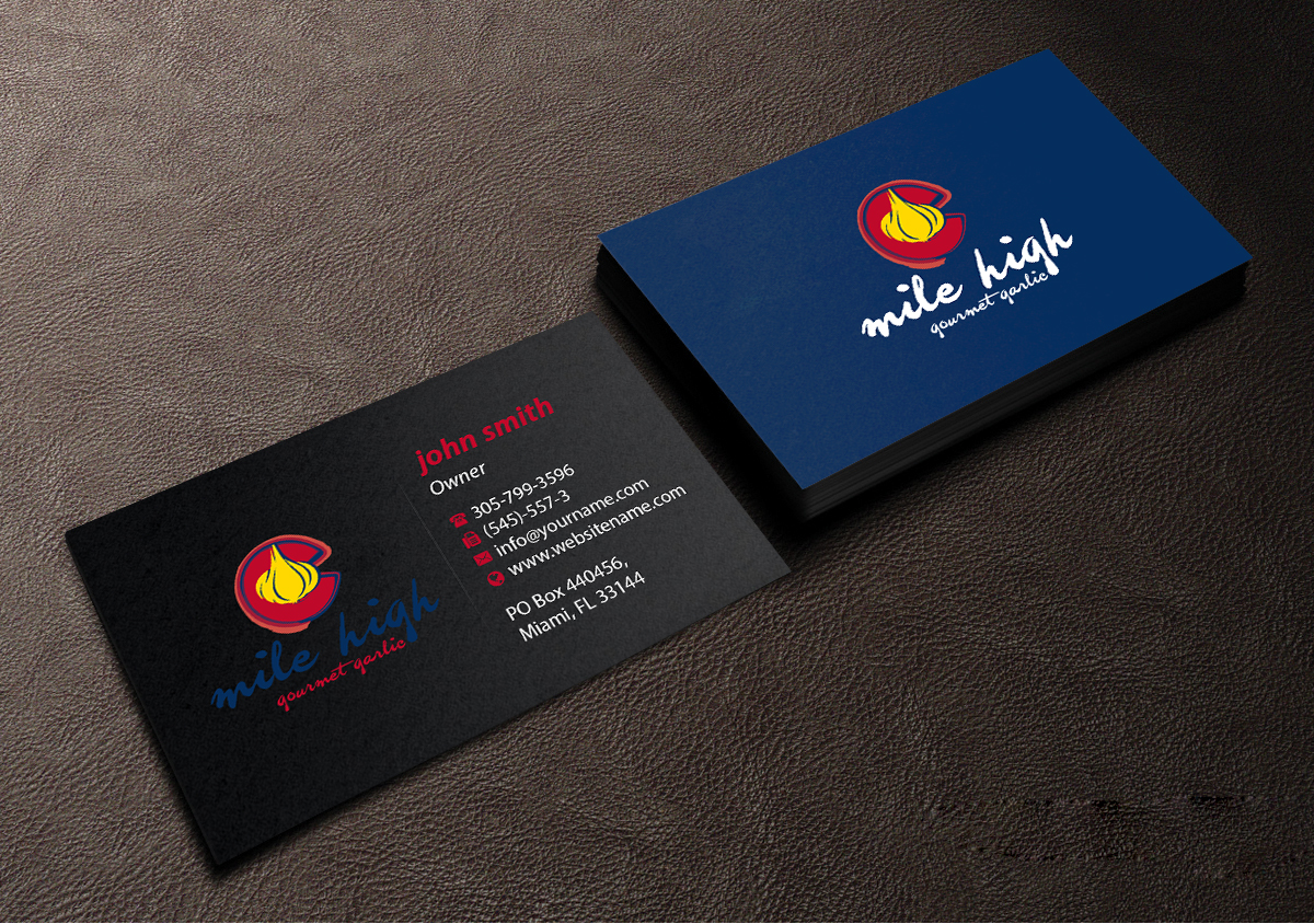 Business Card Design by Creations Box 2015 for Mile High Gourmet Garlic,LLC | Design #13654738