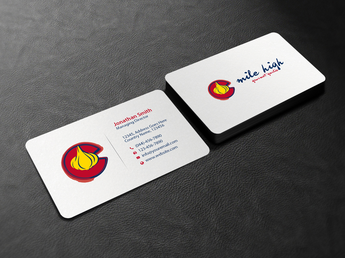 Business Card Design by Creations Box 2015 for Mile High Gourmet Garlic,LLC | Design #13654741